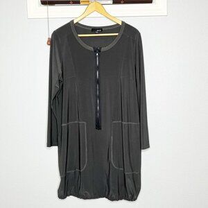 Sun Kim London Tunic Zipper Up Bubble Hem Lagenlook Sz Large